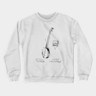 Banjo Vintage Patent Hand Drawing Crewneck Sweatshirt